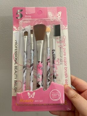 Pink Floral 5-Piece Makeup Brush Set
